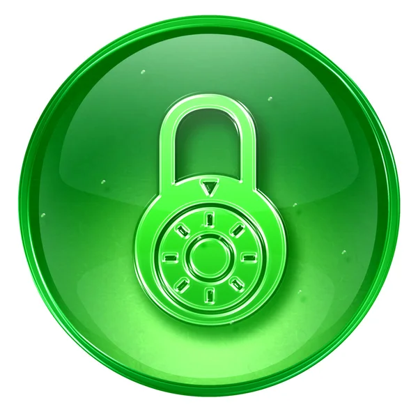 Lock is uitgeschakeld, pictogram groen, geïsoleerd op witte achtergrond. — Stockfoto