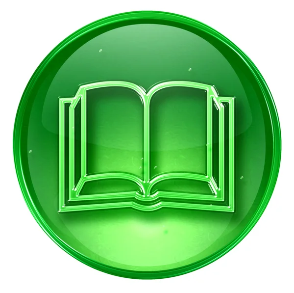 Zielona, ikona książka na białym tle. — Zdjęcie stockowe
