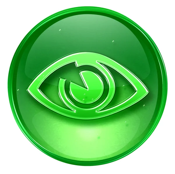 Augensymbol grün, isoliert auf weißem Hintergrund. — Stockfoto