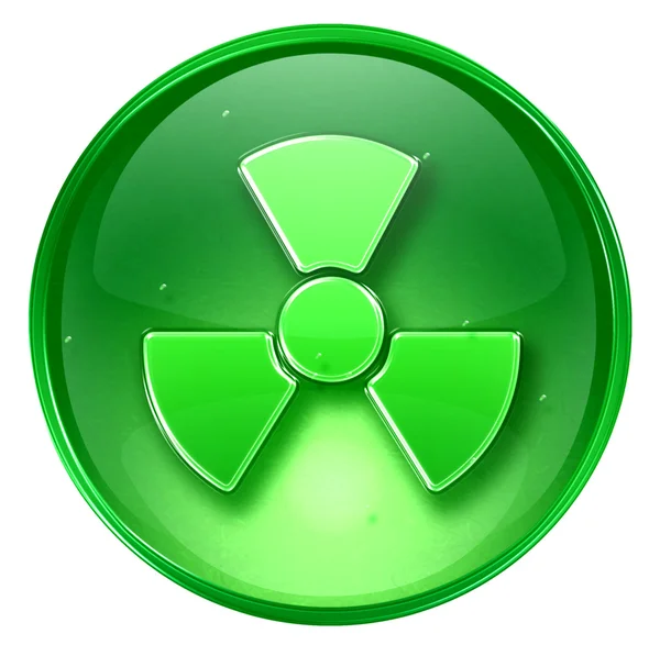 Radyoaktif simgesi yeşil, beyaz zemin üzerine izole. — Stok fotoğraf