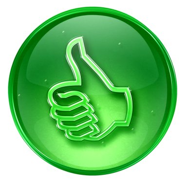 Thumb up icon green, approval Hand Gesture, isolated on white b clipart