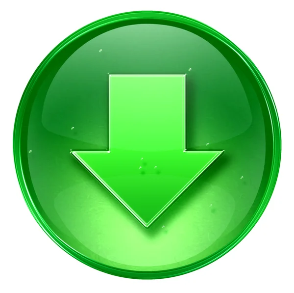 Pfeil nach unten Symbol grün, isoliert auf weißem Hintergrund. — Stockfoto