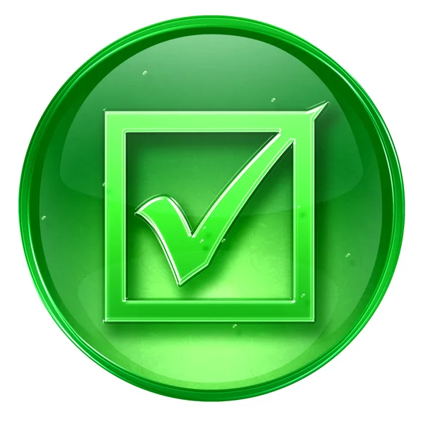Controllare icona verde, isolato su sfondo bianco . — Foto Stock