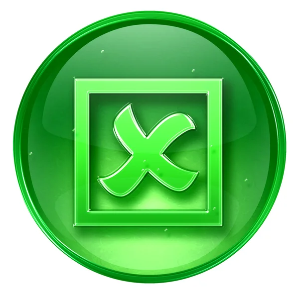Close icon green, isolated on white background. — Stock Photo, Image