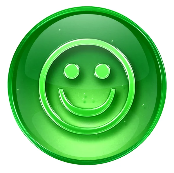 Smiley Rosto verde, isolado sobre fundo branco . — Fotografia de Stock