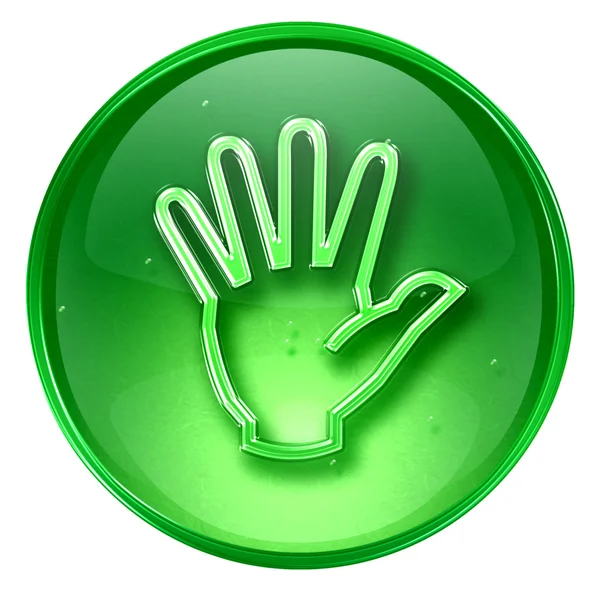Значок руки зеленый, выделен на белом фоне . — стоковое фото