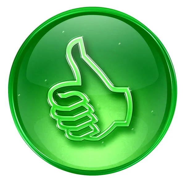 拇指向上绿色的图标、 审批手势、 孤立上白色 b — 图库照片