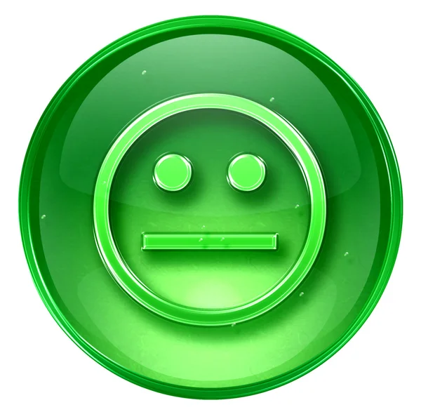 Smiley face green, isolerad på vit bakgrund. — Stockfoto
