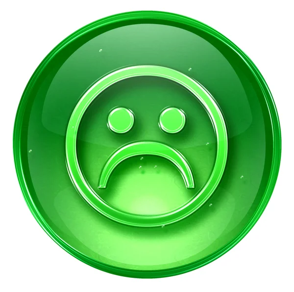 Smiley Face, dissatisfied green, isolated on white background. — Stock Photo, Image