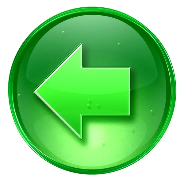 Arrow left icon green, isolated on white background. — Stock Photo, Image