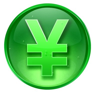 Yen simgesi yeşil, beyaz zemin üzerine izole