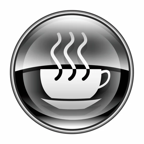咖啡杯子图标黑色，孤立在白色背景上. — 图库照片