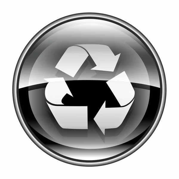 Recycling symboolpictogram zwart, geïsoleerd op witte achtergrond. — Stockfoto