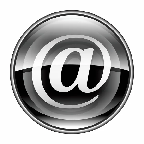 电子邮件符号黑色，在白色背景上孤立 — 图库照片