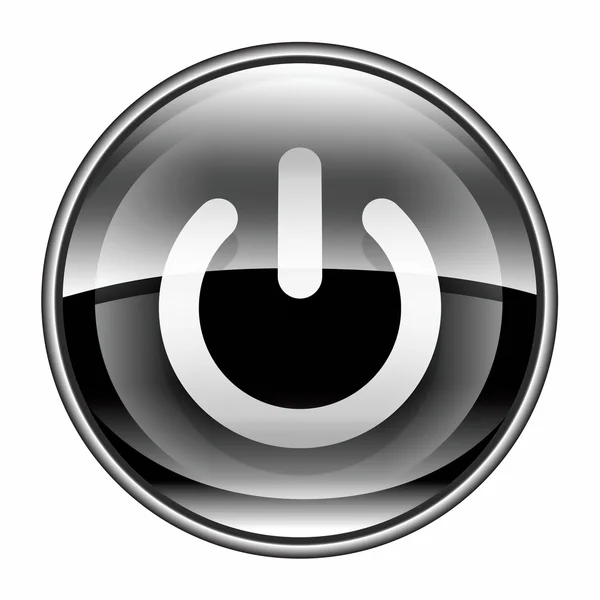 Botón de encendido negro, aislado sobre fondo blanco . —  Fotos de Stock