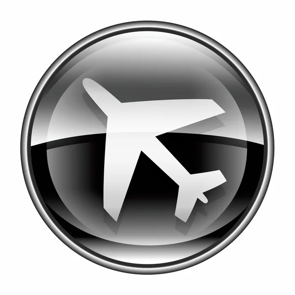 Vliegtuig pictogram zwart, geïsoleerd op witte achtergrond. — Stockfoto