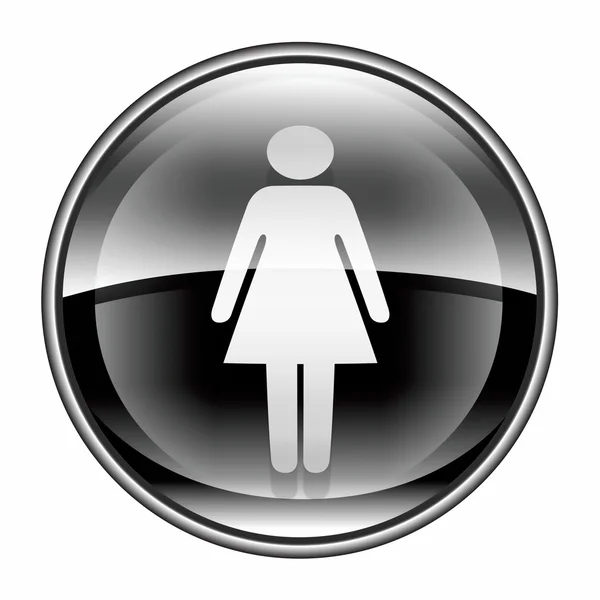 여자 아이콘 검정, 흰색 배경에 고립 — 스톡 사진