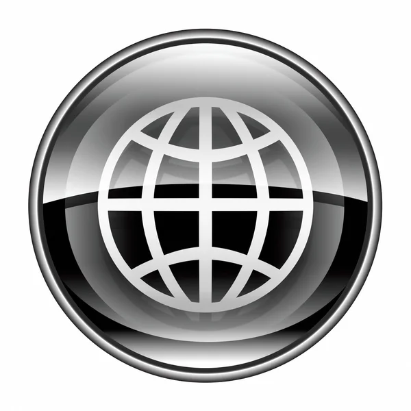 Globe icon black, isolated on white background. — Stock Photo, Image