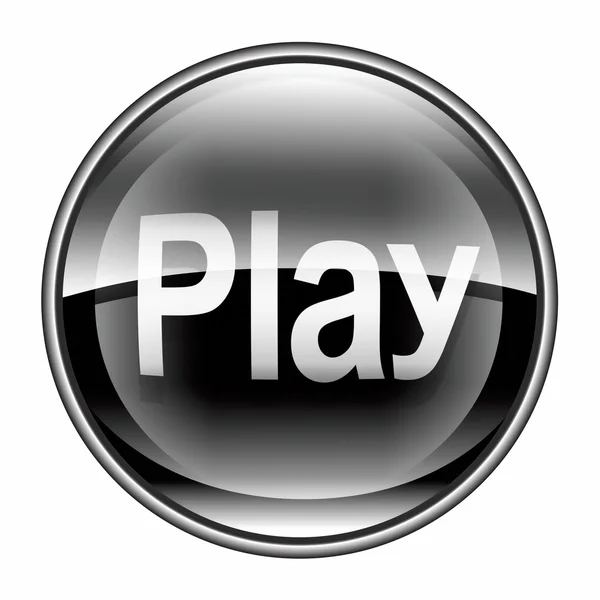 Παίξτε εικονίδιο μαύρο, απομονώνονται σε λευκό φόντο — Φωτογραφία Αρχείου