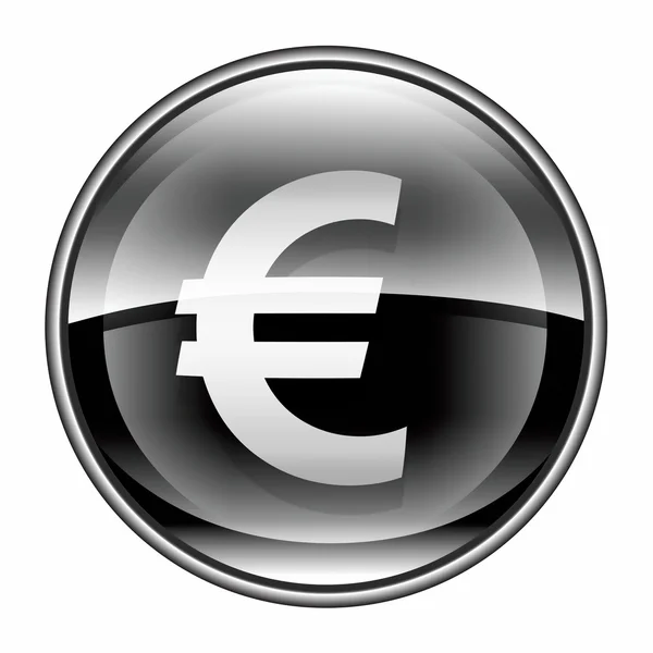 Euro ikon fekete, elszigetelt fehér background — Stock Fotó