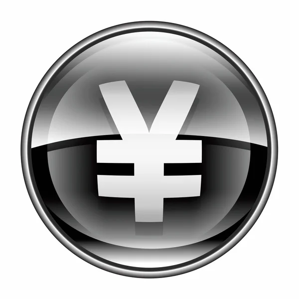 Yen icon black, isolated on white background — Stock Photo, Image