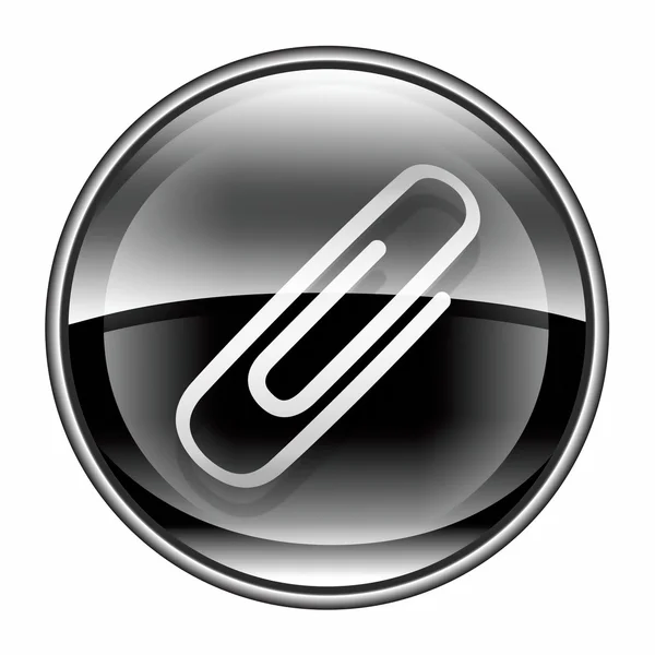 Paper clip icon black, isolated on white background — Stock Photo, Image