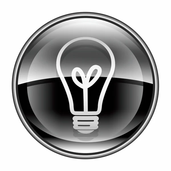 Glödlampa-ikonen svart, isolerad på vit bakgrund — Stockfoto