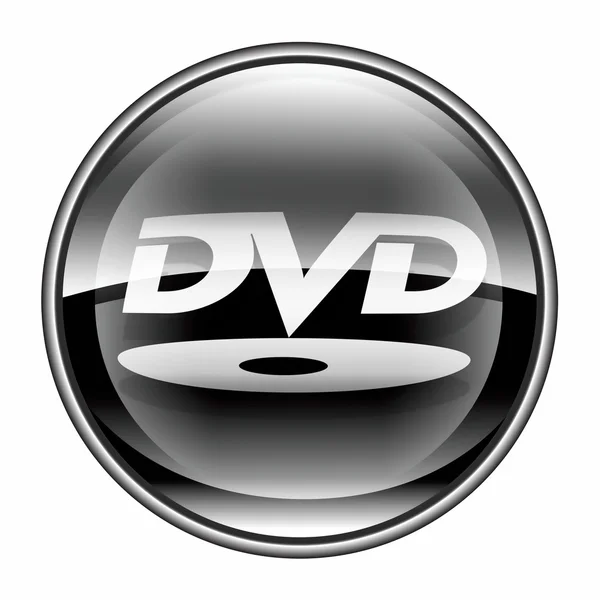 Icono de DVD negro, aislado sobre fondo blanco . — Foto de Stock