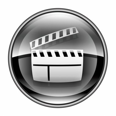 Film clapper Panosu simgesi siyah, beyaz zemin üzerine izole.