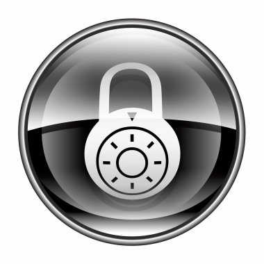 Lock kapalı, simge siyah, beyaz zemin üzerine izole.