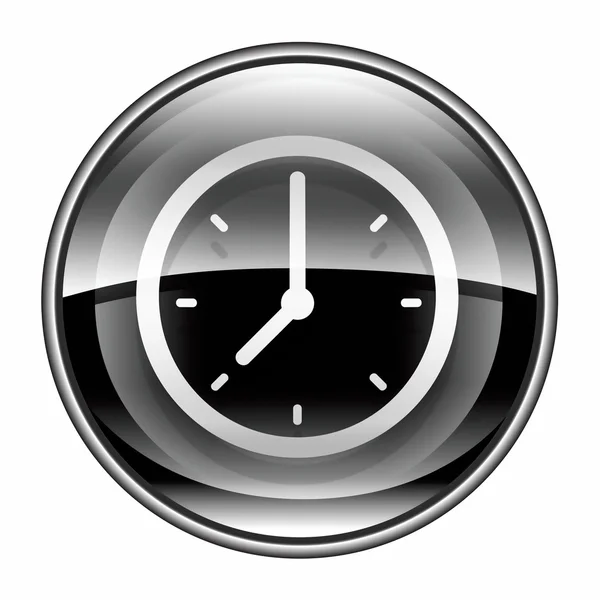 Icona orologio nero, isolato su sfondo bianco . — Foto Stock