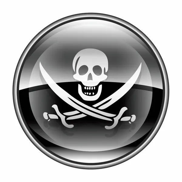 Pirat-ikonen svart, isolerad på vit bakgrund. — Stockfoto