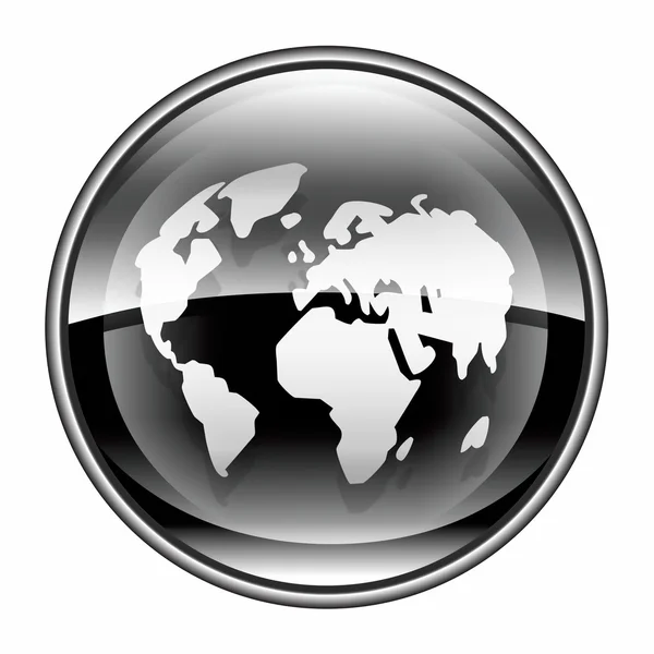 Världen-ikonen svart, isolerad på vit bakgrund. — Stockfoto