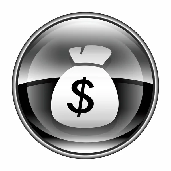 Dollar icon black, isolated on white background — Stock Photo, Image