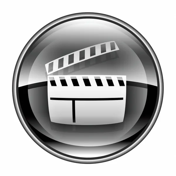 Film klepel bestuur pictogram zwart, geïsoleerd op witte achtergrond. — Stockfoto