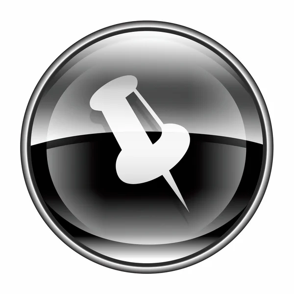 Häftstift ikonen svart, isolerad på vit bakgrund. — Stockfoto