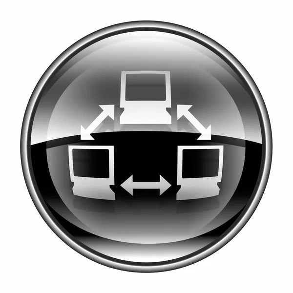 Netzwerk-Symbol schwarz, isoliert auf weißem Hintergrund. — Stockfoto