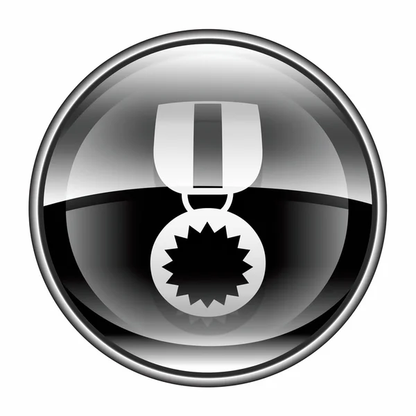 Значок медали черный, выделенный на белом фоне . — стоковое фото