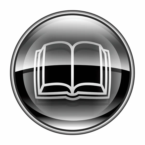 Buch-Symbol schwarz, isoliert auf weißem Hintergrund. — Stockfoto
