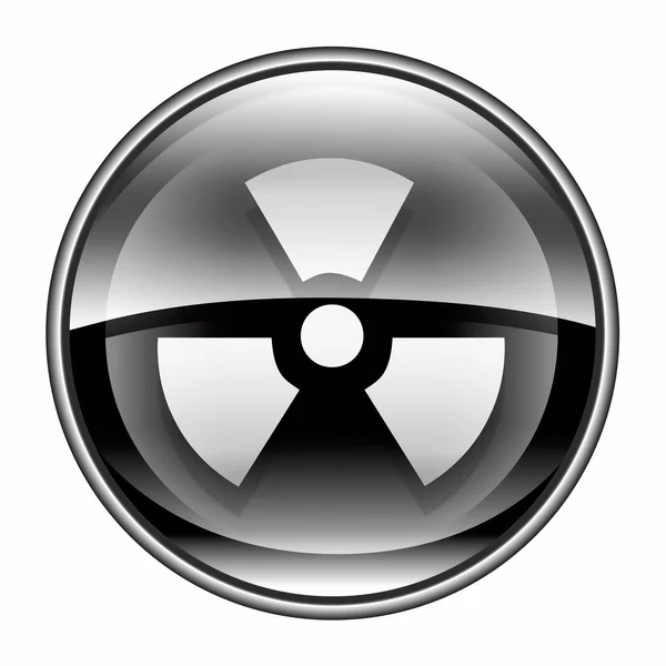 Radioactieve pictogram zwart, geïsoleerd op witte achtergrond. — Stockfoto