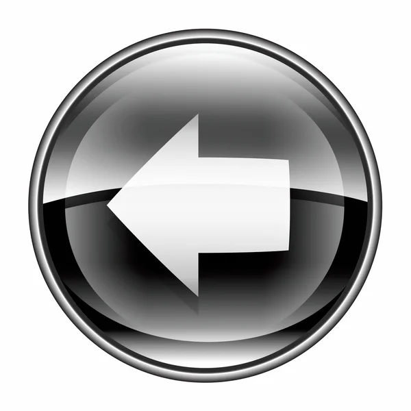 Pfeil links Symbol schwarz, isoliert auf weißem Hintergrund. — Stockfoto