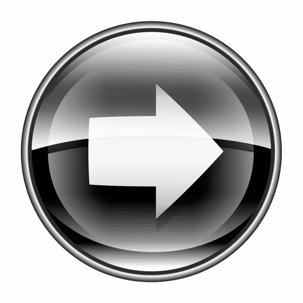 Pfeil rechts Symbol schwarz, isoliert auf weißem Hintergrund. — Stockfoto