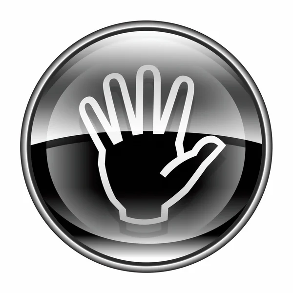 Ícone de mão preto, isolado no fundo branco . — Fotografia de Stock