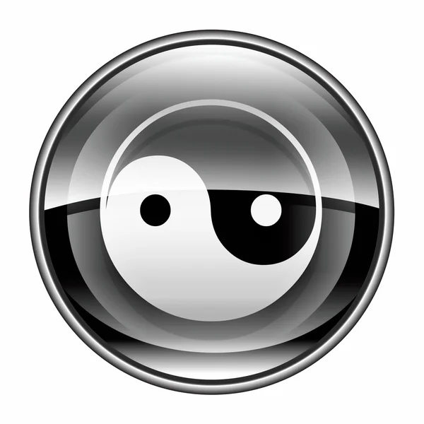 Yin-yang szimbólum ikon fekete, elszigetelt fehér background. — Stock Fotó
