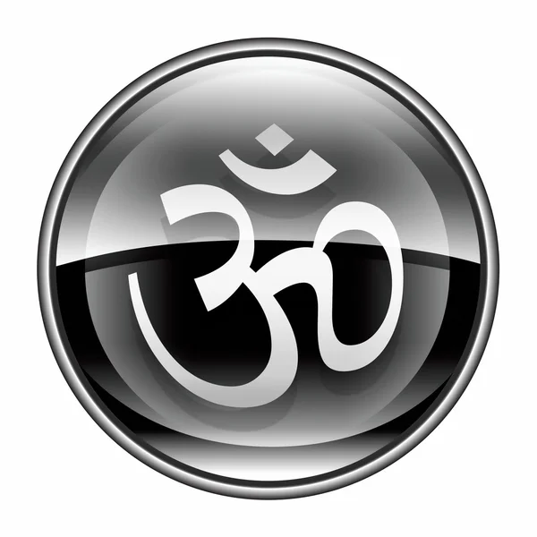 stock image Om Symbol icon black, isolated on white background.