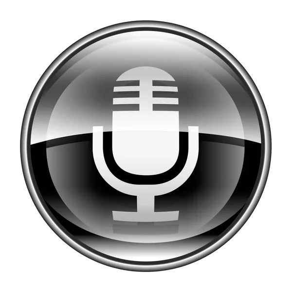 Ícone do microfone preto, isolado no fundo branco — Fotografia de Stock