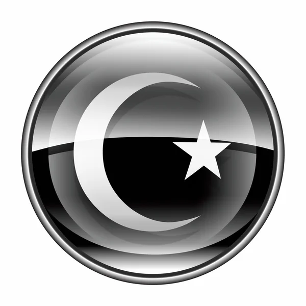 Moon and star icon black, isolated on white background. — Stock Photo, Image