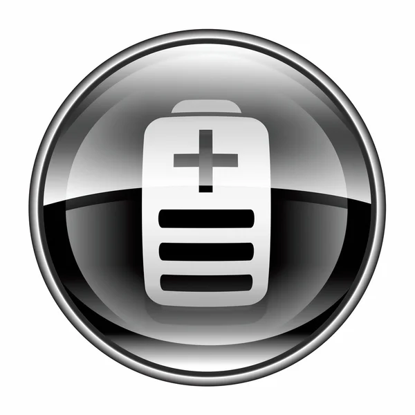 배터리 아이콘 검정색, 흰색 배경에 고립 — 스톡 사진