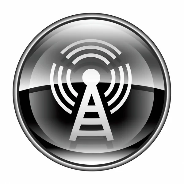 Wi-fi tower simge siyah, beyaz zemin üzerine izole — Stok fotoğraf