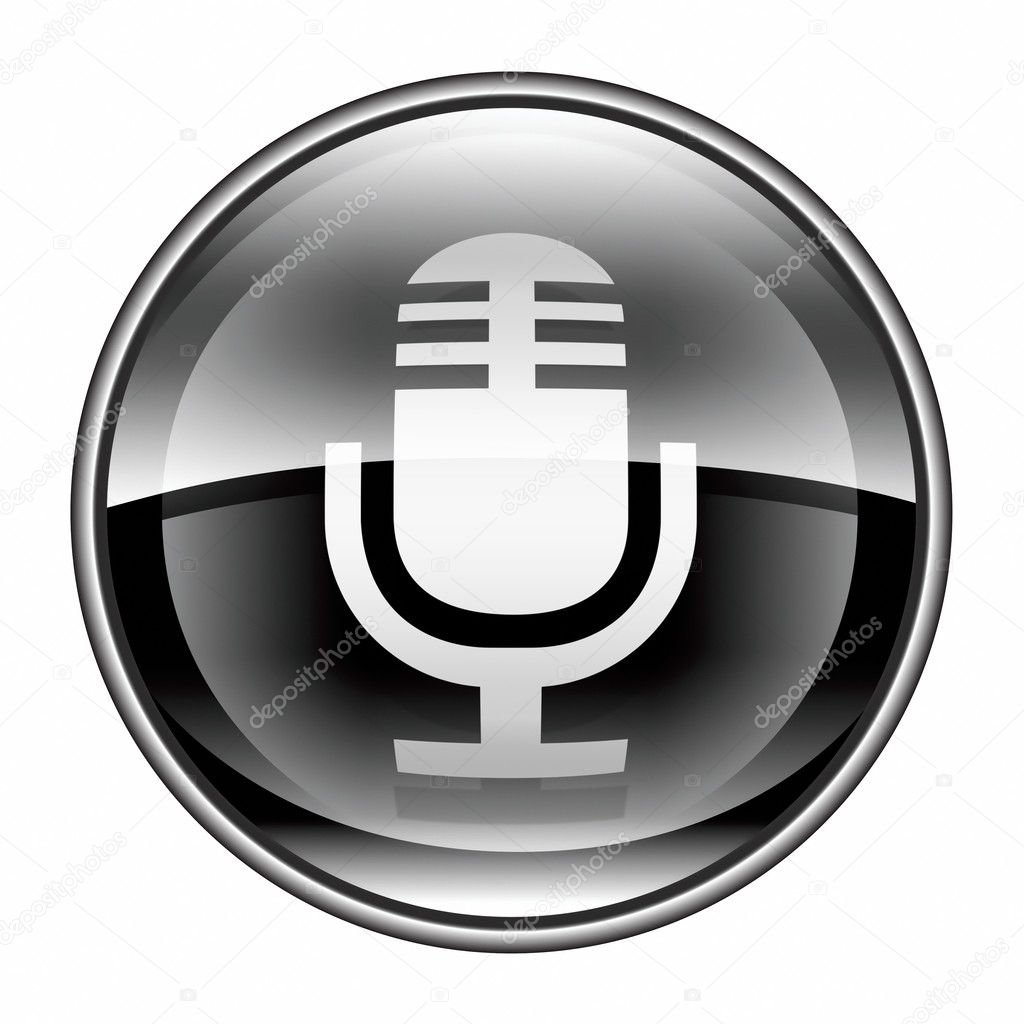 Microphone icon black, isolated on white background